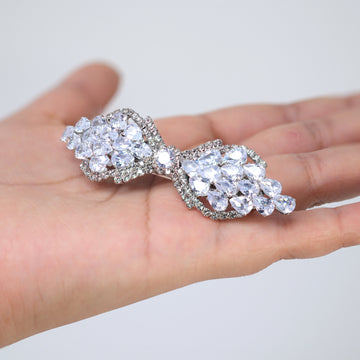 Bow Drops CZ And Rhinestone French Hair Clip, Bridal Hair Accessories, Bridesmaid Gift, Wedding Hair Accessory, Bridal Hair Clip